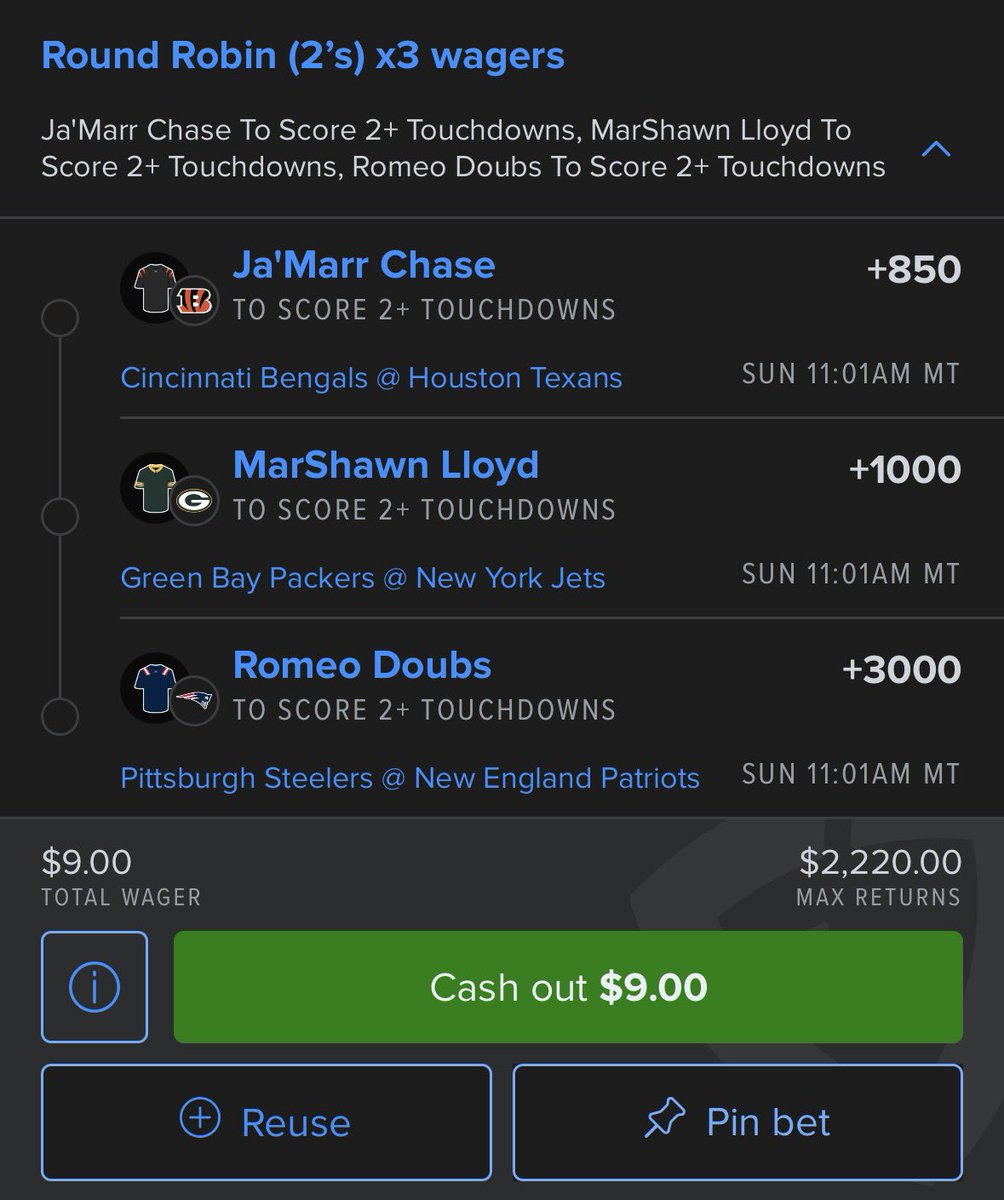 JBandGomie's tweet photo. Our first 2 Touchdown Lotto of the Weekend 🙌👀😎🏈🙏 https://t.co/8jm9uH1s2g