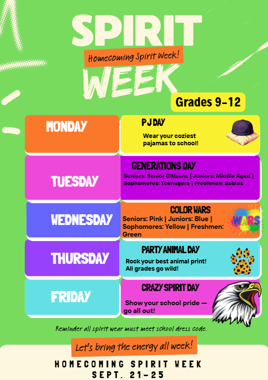 EasternLocalSD's tweet photo. Next week is Spirit Week at Eastern Local School District! #OnwardEagles https://t.co/P9hZFkUP4t
