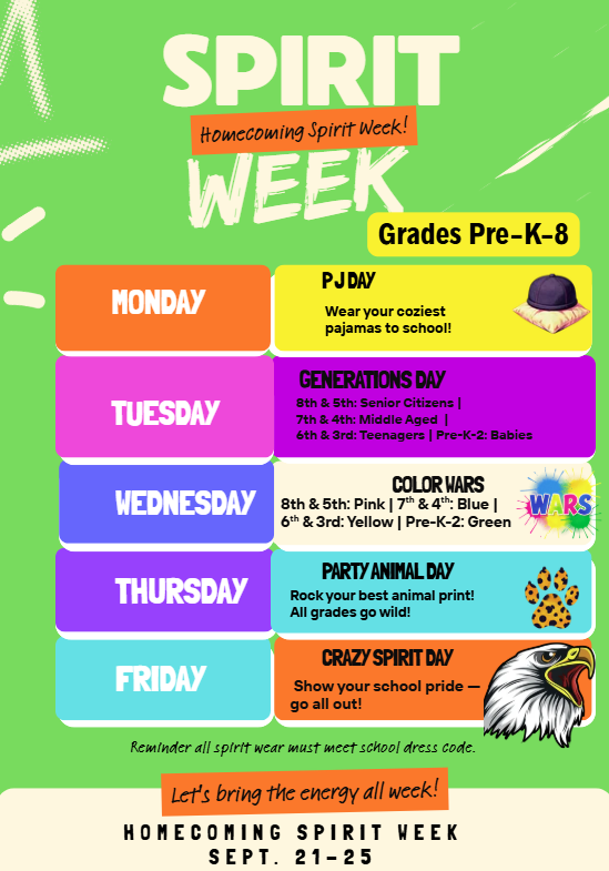 EasternLocalSD's tweet photo. Next week is Spirit Week at Eastern Local School District! #OnwardEagles https://t.co/P9hZFkUP4t