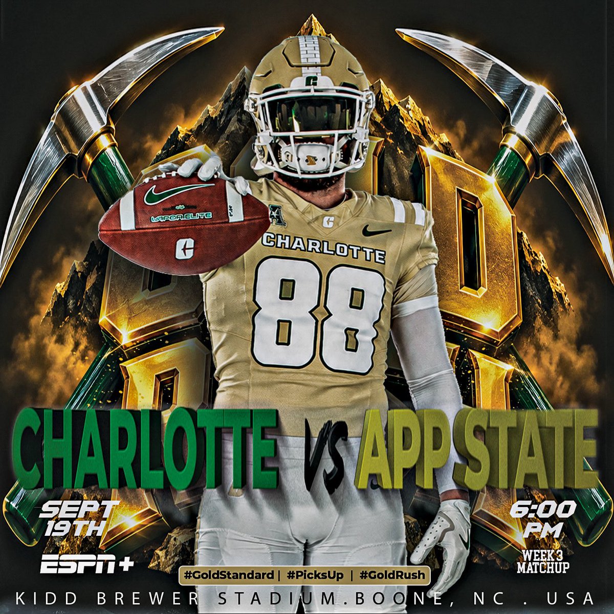 wadle_travis's tweet photo. Game three is this weekend in the mountains of NC. Check out Charlotte 49ers Football vs App State!
📺 ESPN+
⏰ 6pm EST
@lane_wadle https://t.co/FgI1srYIAP