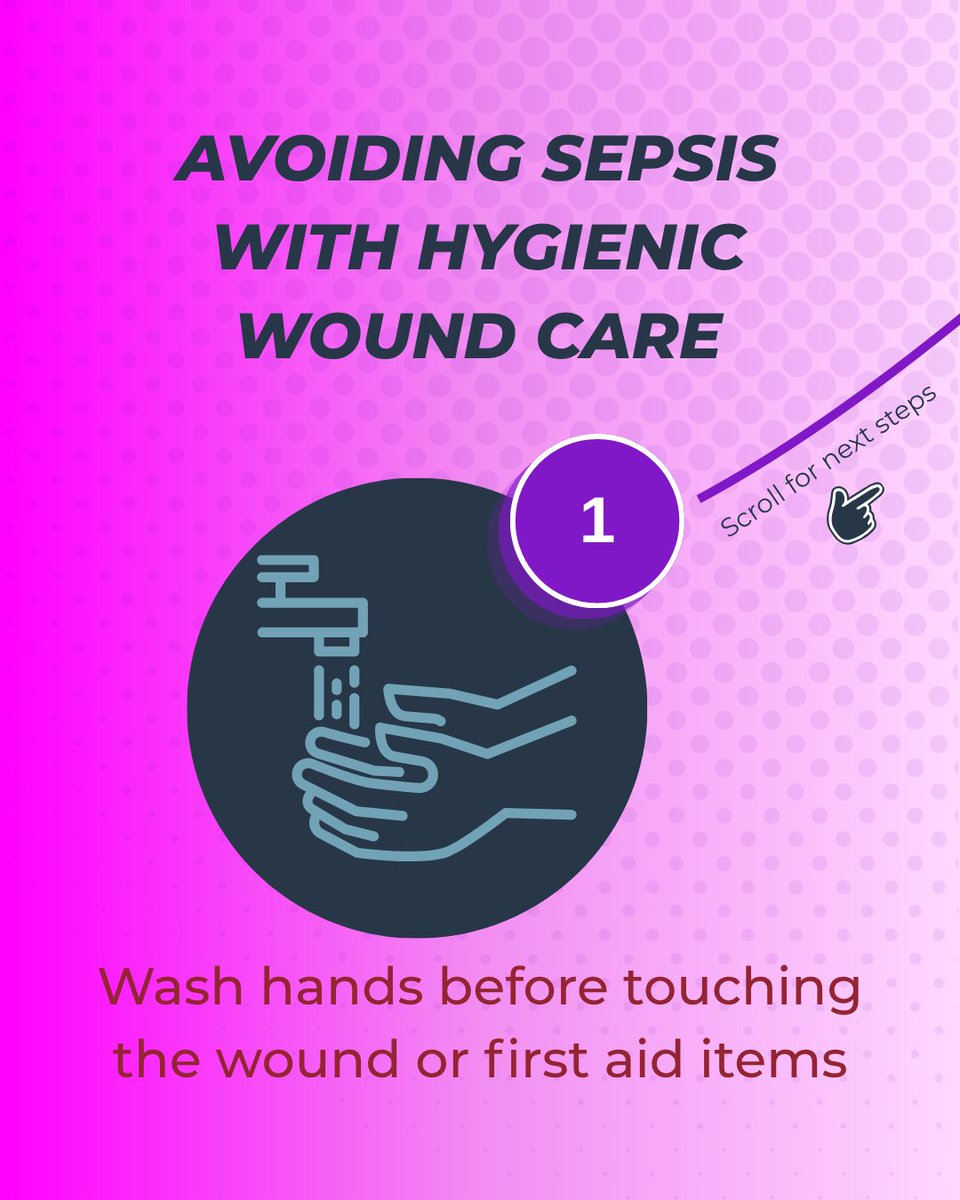 SepsisCanada's tweet photo. Sepsis always starts with an infection, so hygienic wound care is vital. If you have a wound, be sure to:  

• Wash hands before touching the wound or wound care items 

• Gently rub or run under the tap to remove dirt and debris

[...] https://t.co/OYdim3tcGr