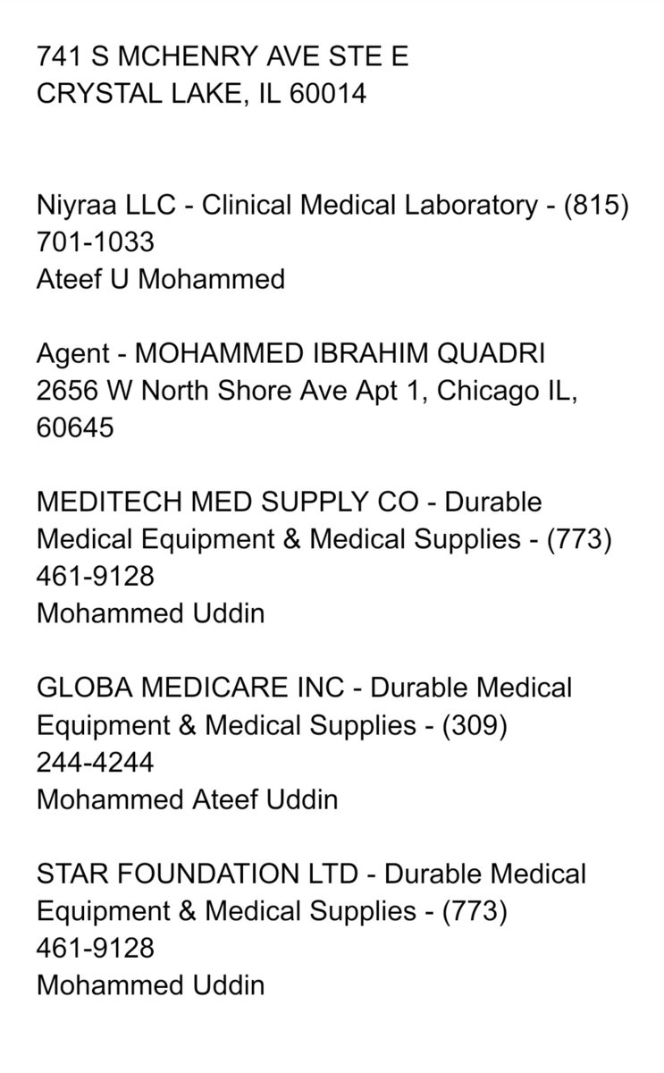 JeffO773's tweet photo. So there are 4 companies claiming to operate from this same little office suite in a strip mall. All have Mohammed Quadri &amp; Mohammed Ateef Uddin connected to them https://t.co/1hAd55pqJV