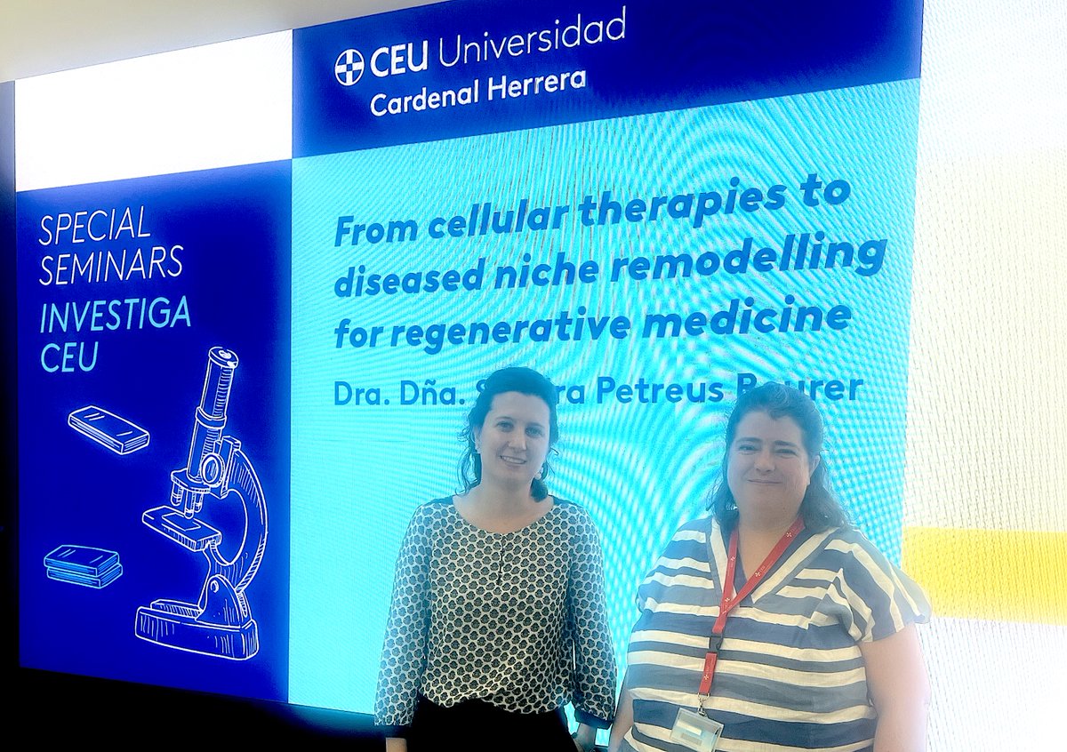 CienciaUCHCEU's tweet photo. La Dra Sandra Petreus, de @Cambridge_Uni, ha presentado su trabajo científico con los investigadores de @uchceu en la sesión de hoy de los Special Seminars
Su estudio sobre estrategias de reparación del tejido de la retina abre nuevas vías en el área de la medicina regenerativa https://t.co/MfuupNyxUI