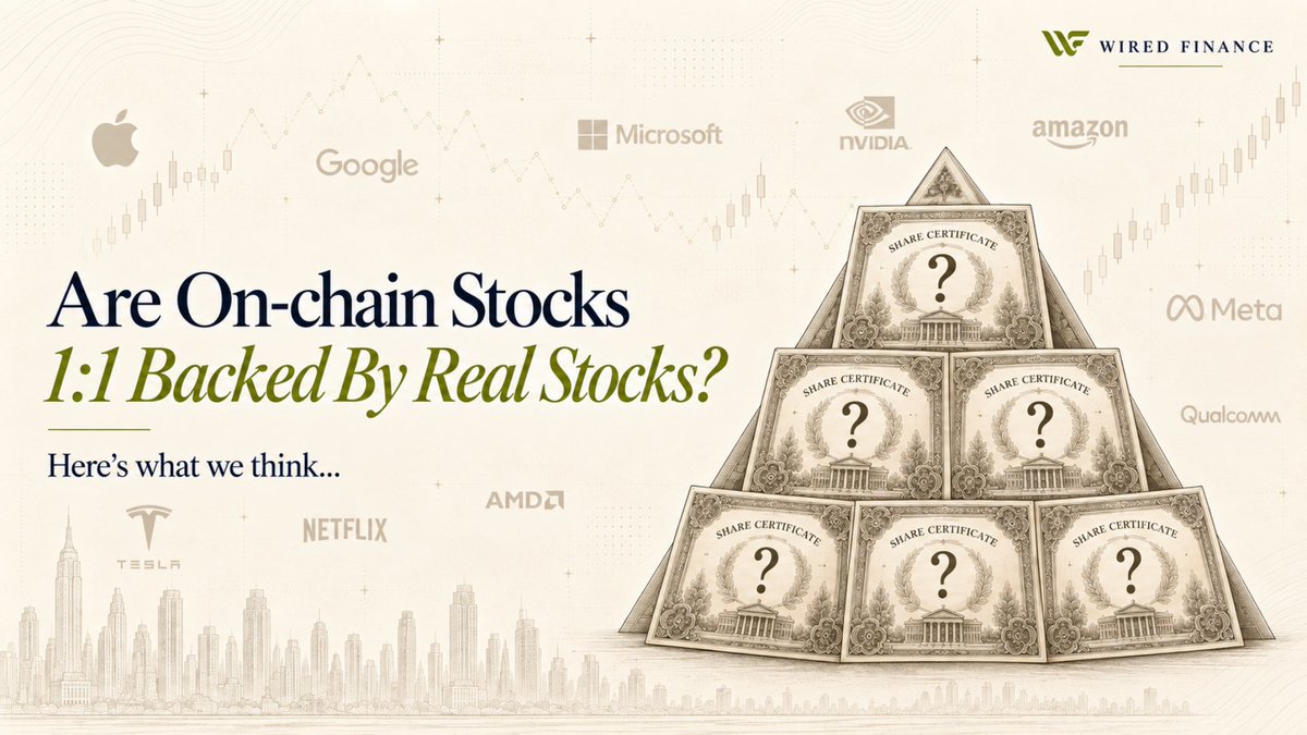 wiredfi's tweet photo. You bought a tokenized stock. But what actually backs it ❔

👉 Putting a stock ticker onchain doesn’t automatically mean there’s a real share sitting behind it.

🫪 In some cases, what you hold may simply track the price rather than represent ownership of the underlying stock.

We think at $WIRED tokenized stocks should be backed 1:1 by the underlying shares in custody, with things like dividends and stock splits reflected properly too.