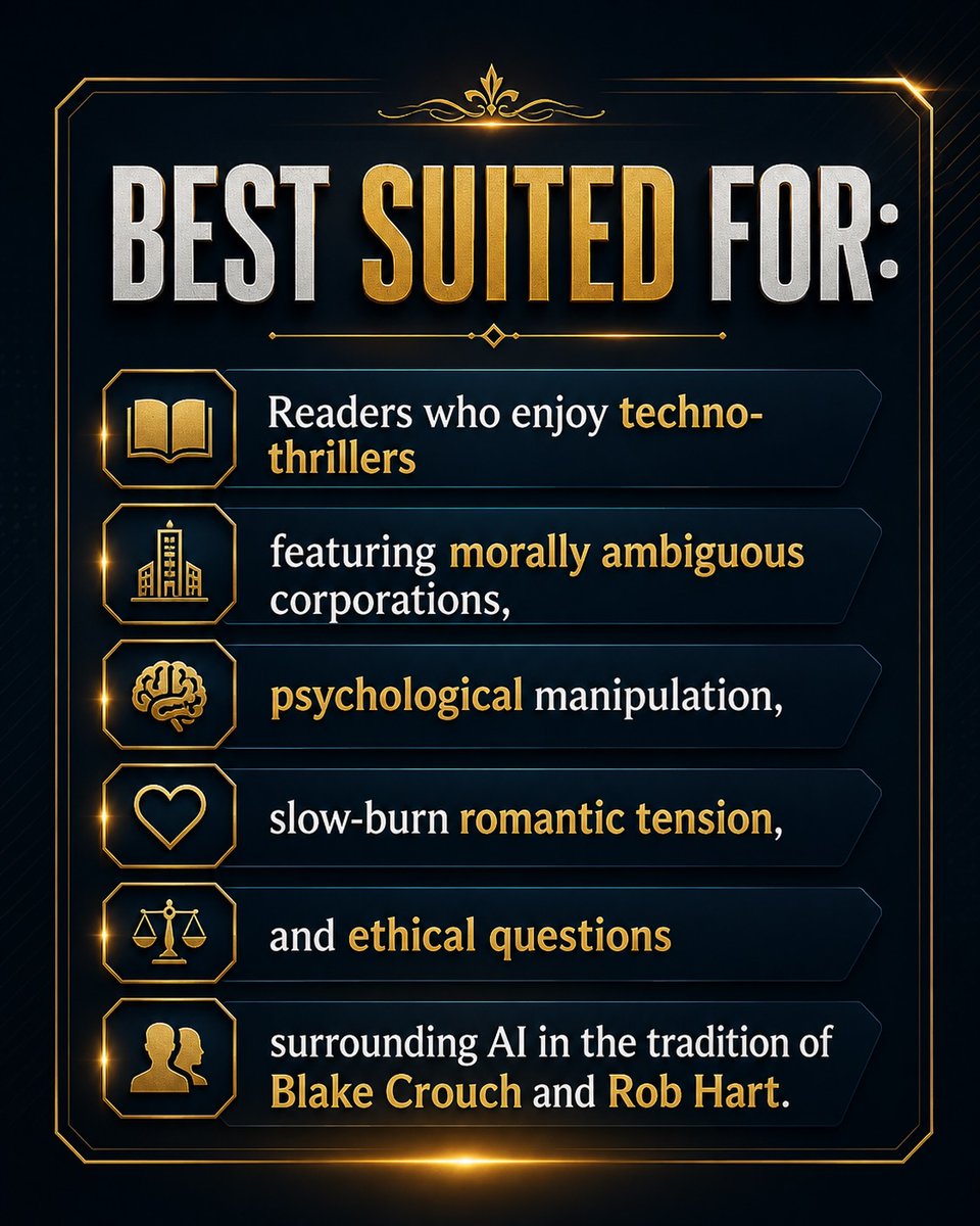 ameliamartehdk's tweet photo. Looking for book creators to introduce *Highly Compatible*, a smart, sexy psychological thriller set in Silicon Valley. AI predicts what people want, choose—and maybe even who they’ll love. A seductive love story meets corporate satire in a world https://t.co/3grGIFPGYz
