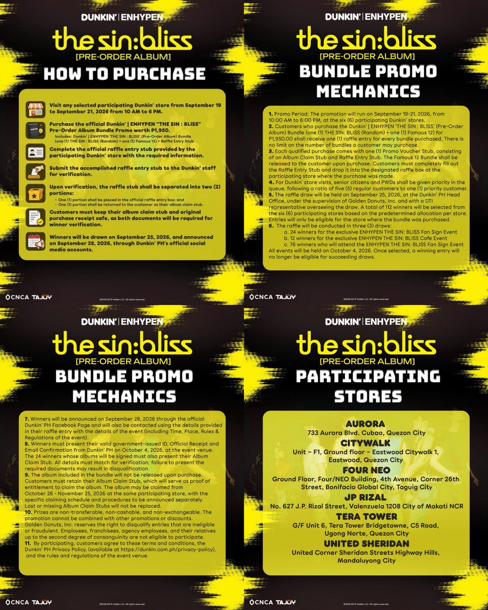 philconcerts's tweet photo. Eto na nga, ENGENEs 😁 The mechanics for the DUNKIN’ | ENHYPEN “THE SIN : BLISS” album bundle raffle promo are here! 

#DUNKINPH #ENHYPEN_in_MNL #Dunkin_with_ENHYPEN #ENHYPEN @dunkinph @cnca_media https://t.co/5HhENMZklI
