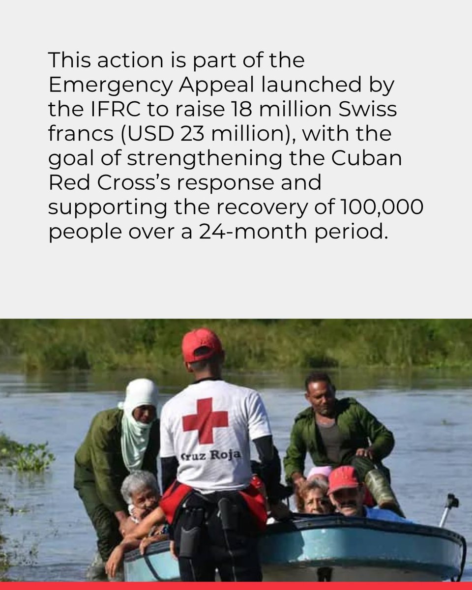 ifrc's tweet photo. ☀️ The Cuban Red Cross is bringing light back where it is needed most.

Despite extreme weather and severely damaged roads, Cuban Red Cross volunteers reached Tranquera, a community in Granma affected by Hurricane Melissa, to install a new solar energy system.

“Today, in Tranquera, that light is on.” - Jorge Verdecia Ramírez, Cuban Red Cross

Now fully operational, the system will help keep essential medical services running during power outages, enabling healthcare workers to provide uninterrupted care, safely store vital medicines and strengthen community preparedness.

This support forms part of the @IFRC Emergency Appeal, which seeks to raise CHF 18 million to support the Cuban Red Cross response and help 100,000 people recover over 24 months.