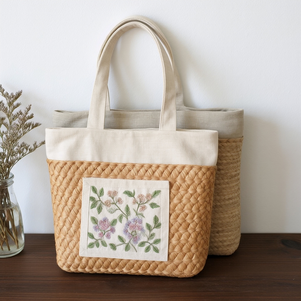 purek250124's tweet photo. Just finished this cozy hand-knit wool tote bag for my weekend farmers’ market runs  The cute leaf stitch makes it one-of-a-kind! https://t.co/pV7aqByuBd