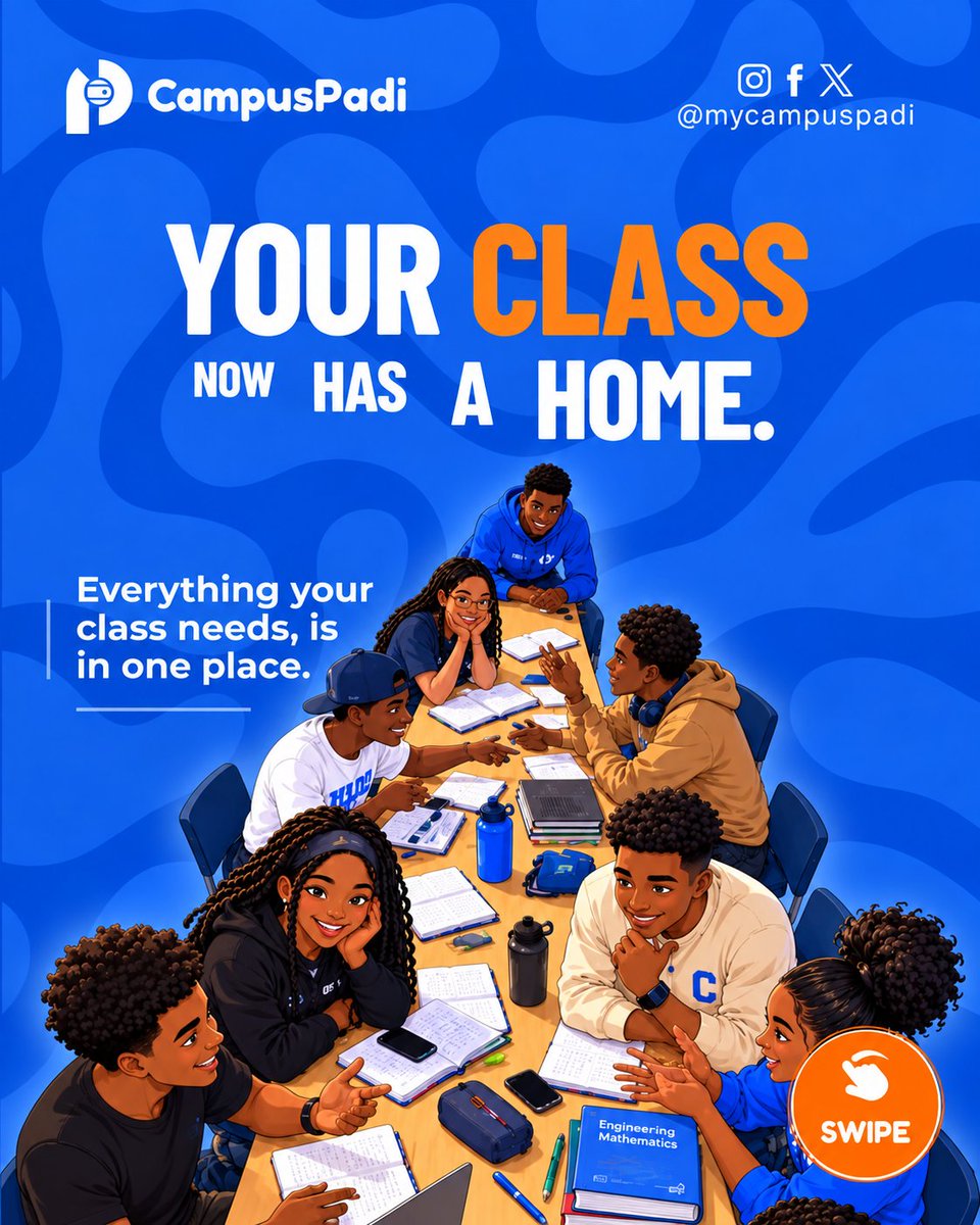 mycampuspadi's tweet photo. Your class group chat was never meant to be your personal school database. 😭

“Who has the timetable?”
“Please resend the PDF.”
“Who has paid?”
“Is there class today?”
“Guys, what’s the assignment?”
Somehow, all of these questions happen in the same 7 minutes. 😂

My Class on CampusPadi puts the important stuff in one place — payments, courses, assignments, timetables and more.
Your class has a home now. 🏠
Onboard your class today → https://t.co/a5Gx3C5aWi