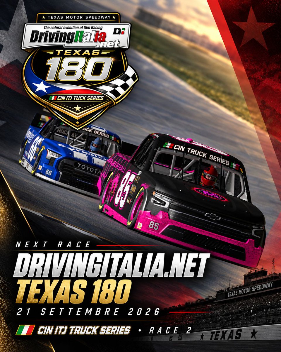 cin_cup's tweet photo. 🚚 Texas cambia completamente lo scenario della CIN ITJ Truck Series.
👉https://t.co/RwJmdXTRL2
Daytona ha dato i primi punti. Texas inizierà a dirci chi può davvero costruire il campionato.
#CINITJTruckSeries #DrivingItaliaNet #Texas180 #iRacing #SimRacing #NASCAR https://t.co/k7HjNQqQLr