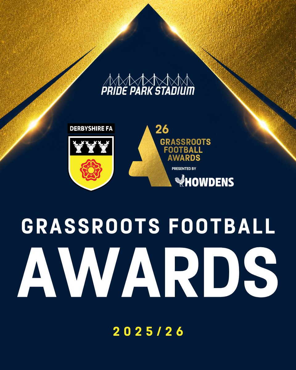 DerbyshireFA's tweet photo. With just two weeks to go until our 2025/26 Grassroots Football Awards Night at Pride Park Stadium, we want to say a huge thank you to all of our sponsors and partners who help make the evening possible.

Their support allows us to celebrate the incredible people who make grassroots football across Derbyshire what it is. ⚽

Swipe through to learn more about our sponsors and what they can offer clubs, coaches and the wider grassroots football community. 👉