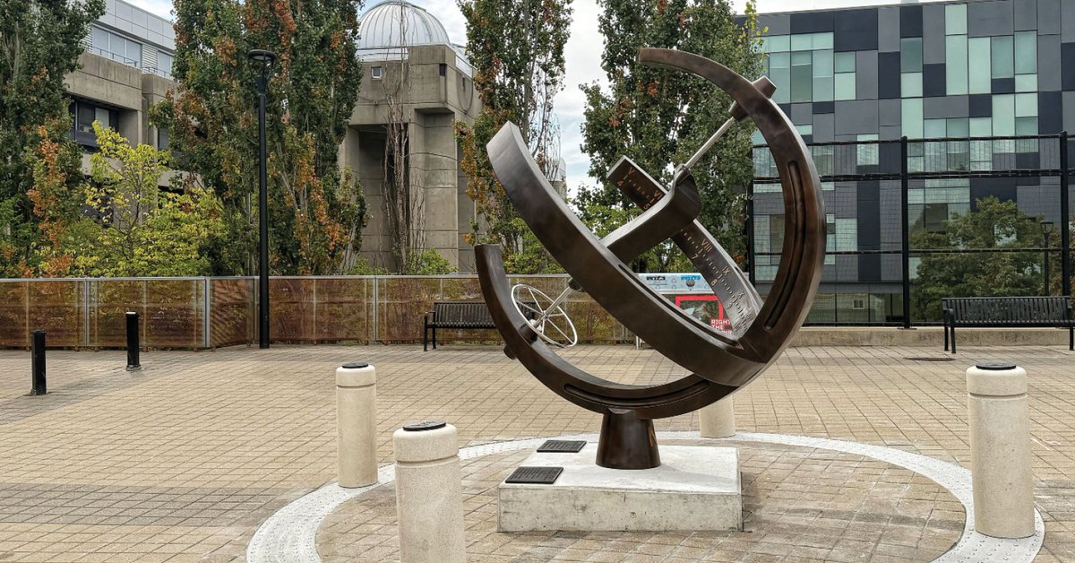 YorkUniversity's tweet photo. York University introduced an 8-foot bronze sundial at the Faculty of Science, located between Petrie and York Lions Stadium. Donated by Dr. Robert Stairs, this new landmark highlights the link between time and astronomy.

@YorkUScience   
@YorkUAlumni https://t.co/xoTAofoY47