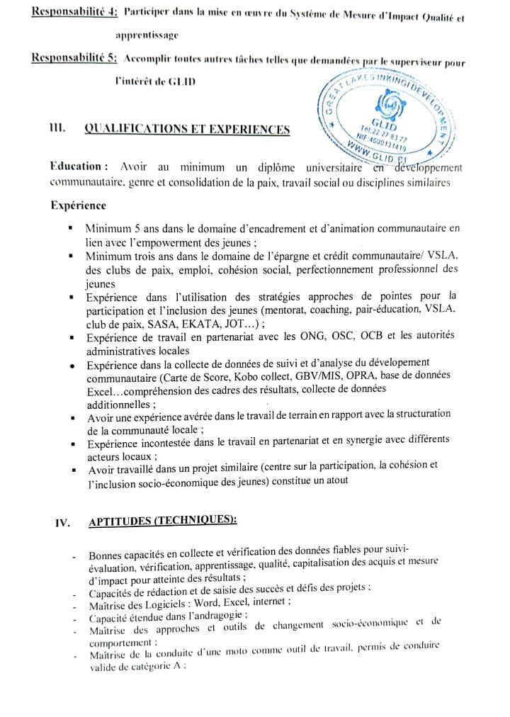 GLIDBurundi's tweet photo. #Burundi: @GLIDBurundi  relance l'offre d'emploi pour le (la) coordonnateur (trice) de terrain pour le projet "Itera".
Lieu d'affectation: @PButanyerera  , commune #Kirundo
📷 Terme de référence. https://t.co/Pv6slFAXJn