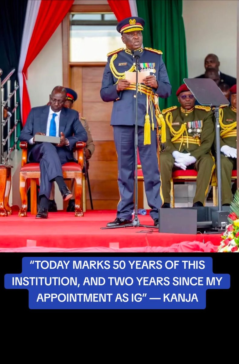 BRINATV's tweet photo. “Today’s ceremony marks a golden 50th anniversary for this training institution. Today, I have also completed two years since you, President Ruto, appointed me as the IG of the National Police Service,” IG Douglas Kanja said during the 50th GSU Graduation Parade.

#GSU50thPassOut https://t.co/1UlkzzmWLf