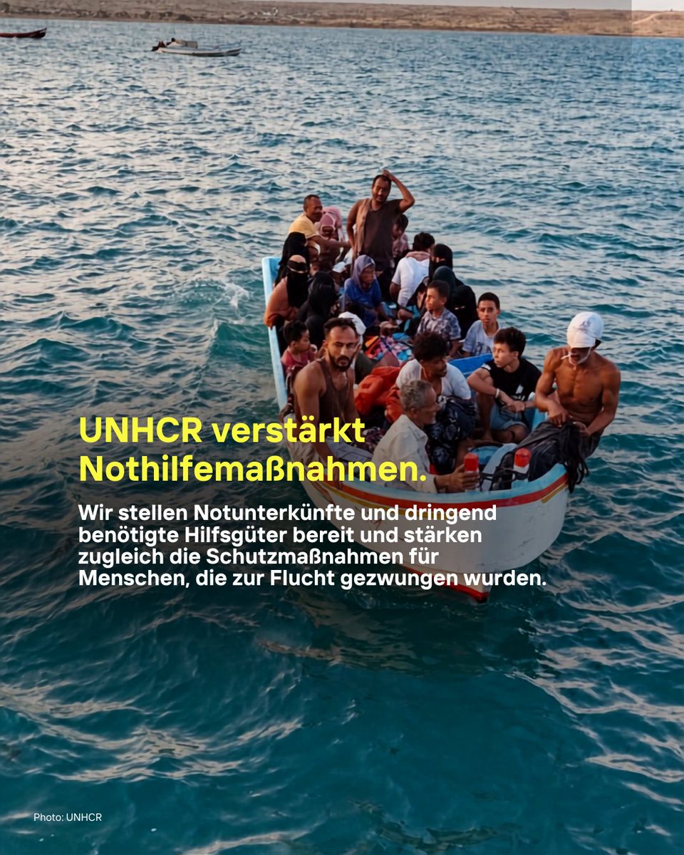 UNHCR_de's tweet photo. Der Konflikt im Jemen führt zu neuer Vertreibung &amp; zur Ankunft weiterer Flüchtlinge in Dschibuti.

Mehr als 100.000 Menschen wurden im Jemen vertrieben, während allein in dieser Woche 2.400 Menschen aus dem Jemen auf der Suche nach Sicherheit in Dschibuti angekommen sind. https://t.co/8cgDyx7VQ0