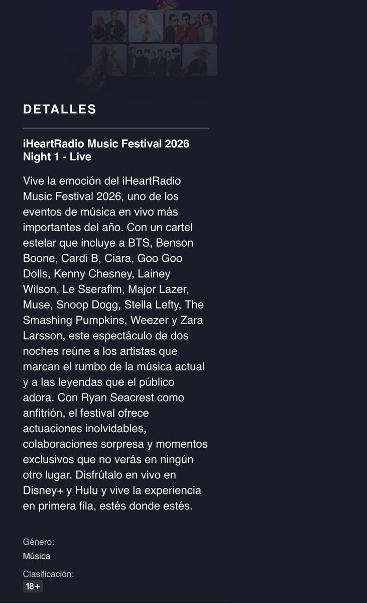 mxcharts's tweet photo. ARMY México, recuerden que el día de hoy son los iHeart Radio Music Awards y #BTS se estará presentando. 

🇲🇽 Podrán verlos desde Disney+ 
https://t.co/l30jQXb4kf
📻 Match (https://t.co/Bamcab3wr4)

🗓️ 18 de Septiembre 
⏰  8:30PM (CST) 🇲🇽
📍T-Mobile Arena en Las Vegas 

¡No te lo pierdas ARMY México! 

BTS AT IHEART RADIO MUSIC FESTIVAL 2026
#BTSxiHeartRadio