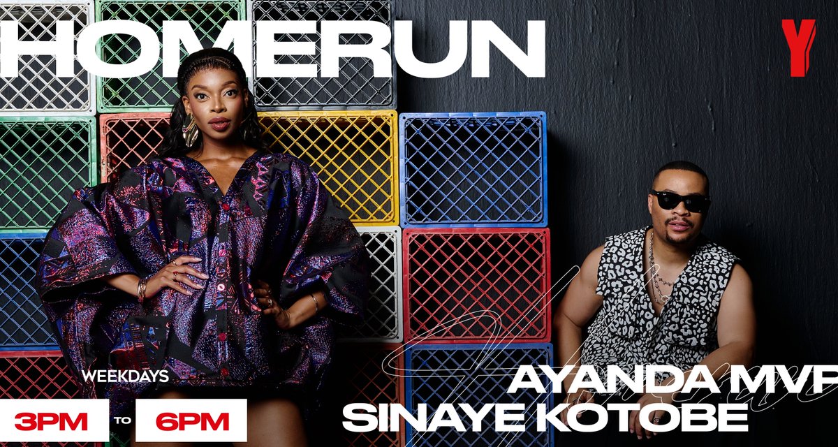Yfm's tweet photo. We don't just drive you home, we drive you into the weekend. It's #HomeRun with @AyandaMVP & @__sinaye from 3pm - 6pm. 🚀 #YWorld https://t.co/sFsZCbOVHi