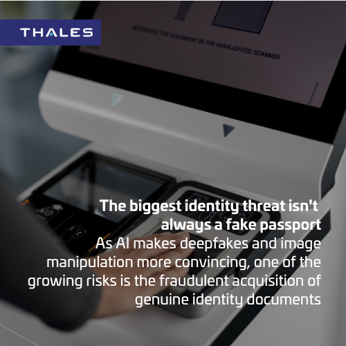 ThalesDigiSec's tweet photo. #Deepfakes are forcing governments to rethink identity security ⚠️
Trust doesn't start when a passport is presented. It starts when an identity is enrolled.

Read our latest article for more 👇
https://t.co/H2a4sqoSvK https://t.co/5yda9XBA3x