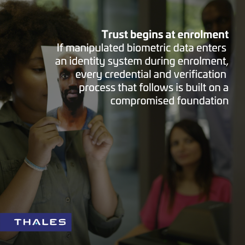 ThalesDigiSec's tweet photo. #Deepfakes are forcing governments to rethink identity security ⚠️
Trust doesn't start when a passport is presented. It starts when an identity is enrolled.

Read our latest article for more 👇
https://t.co/H2a4sqoSvK https://t.co/5yda9XBA3x
