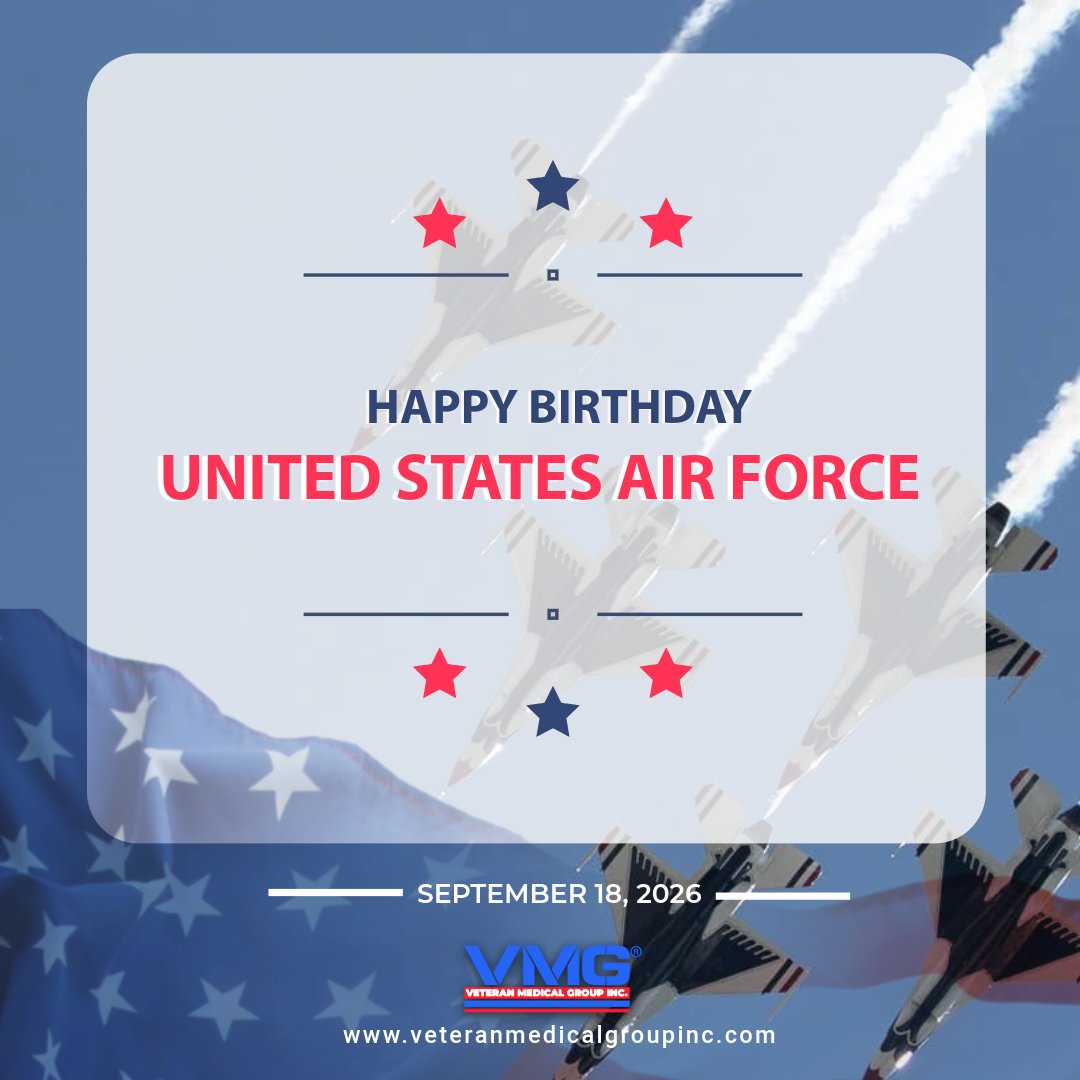 VeteranMedGroup's tweet photo. Happy Birthday to the U.S. Air Force! We honor the brave Airmen—past and present—who serve with integrity and excellence. Thank you for guarding our skies and serving our nation with pride.
#AirForceBirthday #USAF #FlyFightWin #Veterans https://t.co/TRAAe9emf0