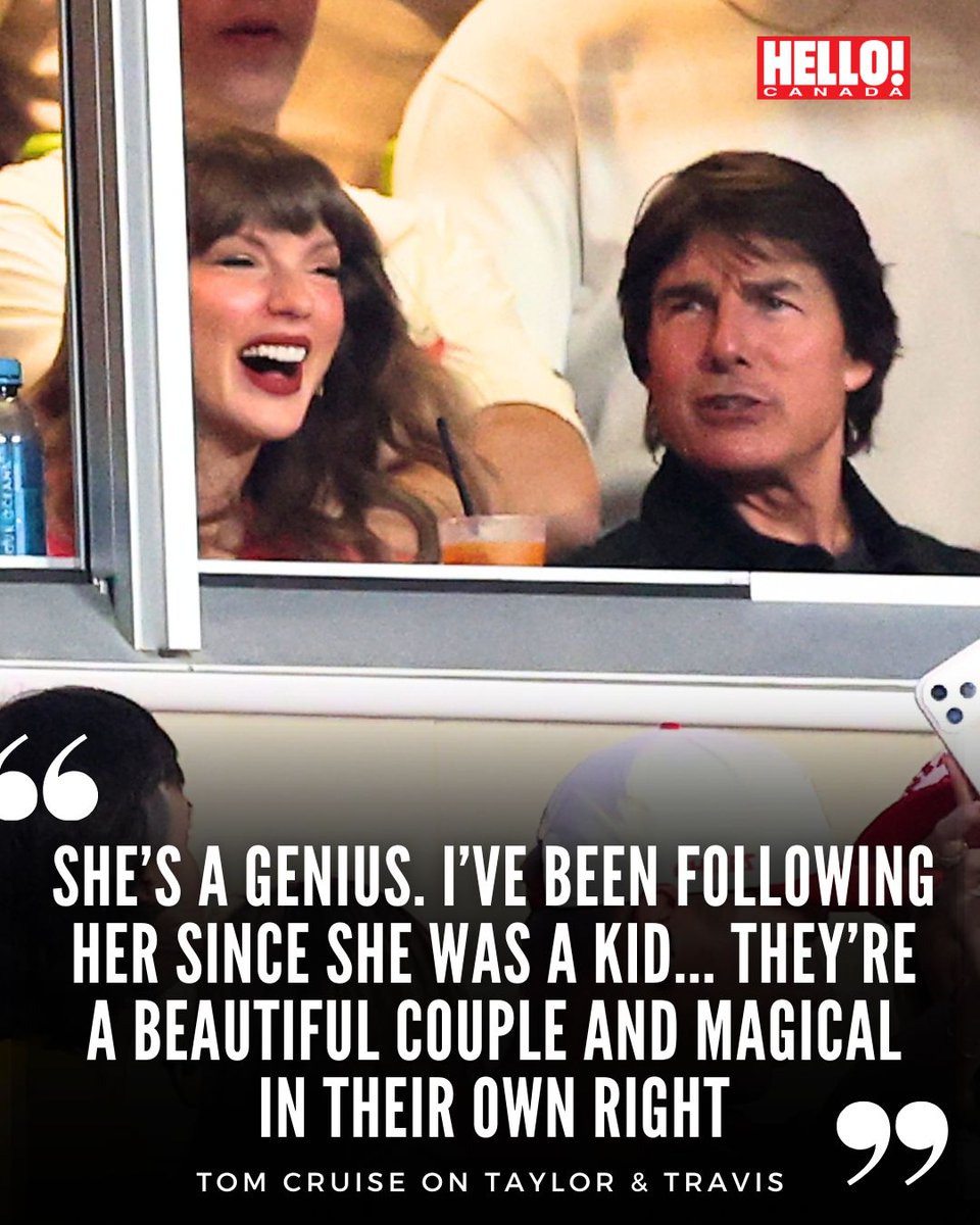 HelloCanada's tweet photo. Tom Cruise has revealed what he and Taylor Swift were talking about during the  Kansas City Chiefs’ season opener 👀
"She was schooling me on football!" the 64-year-old Hollywood superstar told Jimmy Fallon, describing Taylor, 36, as "funny" and "brilliant" and saying she and Travis make a "beautiful" couple.
“She knew nothing about football when she met Travis," he explained. "She said, ‘You know, he’s so patient.' I said, ‘I’m sure he was.’ I think everybody would be very patient," he joked. 

📸: Getty

#taylorswift