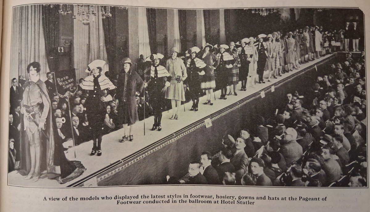 STLpubLibrary's tweet photo. In 1926 St. Louis Shoe Manufacturers hosted the Pageant of Footwear Fashions drawing 6,000 buyers from around the country who viewed and purchased locally-made shoes and clothing. It also cemented the city’s place as the style center for shoes. #FridayFact https://t.co/QSXw1oDXPR