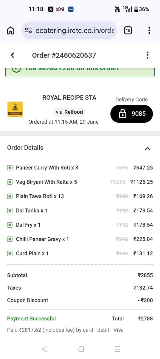 AnilPatlolla2's tweet photo. @IRCTCofficial @RailwaySeva @AshwiniVaishnaw @RailMinIndia Sir  items missed, no refunded till today https://t.co/GaVcy3noLx