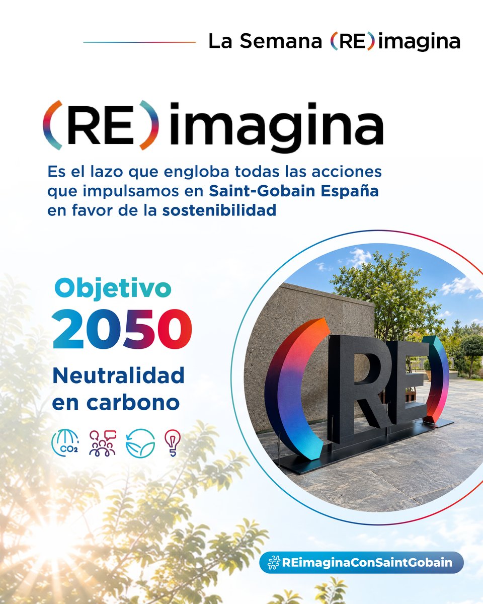 SaintGobainES's tweet photo. 📣 Llega la Semana (RE)imagina. 

(RE)imagina es nuestro roadmap de sostenibilidad. (RE)imaginar es repensar cómo diseñamos, producimos y construimos para hacerlo mejor para las personas y el planeta.

#MakingTheWorldABetterHome #REimaginaConSaintGobain https://t.co/8TPdbOle1X