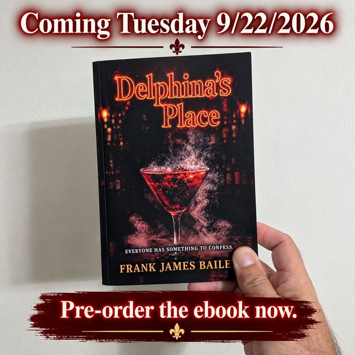 FAB13Media's tweet photo. @Davidblr7777 Less than one week until launch! Delphina's Place is a bar in New Orleans where (in the bar) it's always February 15, 1983. Everyone has something to confess. Delphina's Place arrives Tue. 9/22/2026.

📱 Pre-order the eBook now:
HERE: https://t.co/8ZtCKS0cG9 https://t.co/xL3hxhrvGk