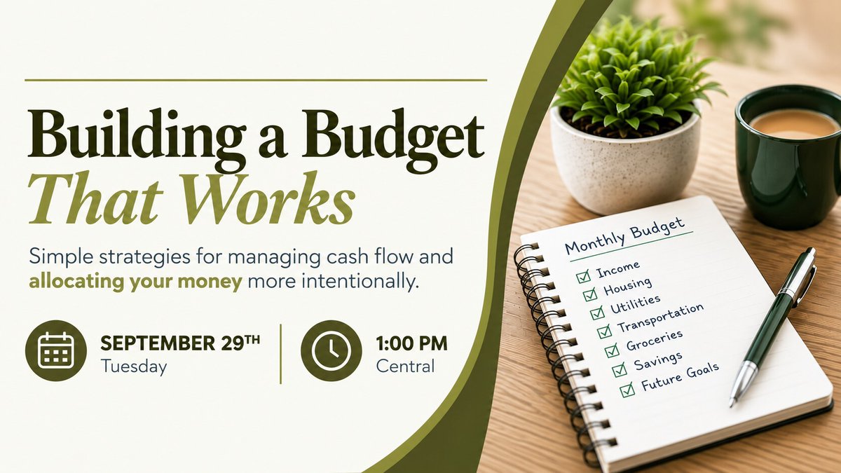 CTS_Chi's tweet photo. Join @CTS_Chi  on Sept. 29 at 1 PM CT for Building a Budget That Works- a practical webinar on cash flow, irregular expenses, and savings priorities.

Live on Teams. Register: https://t.co/xllbT18u7c https://t.co/Wb4SIpfpHn