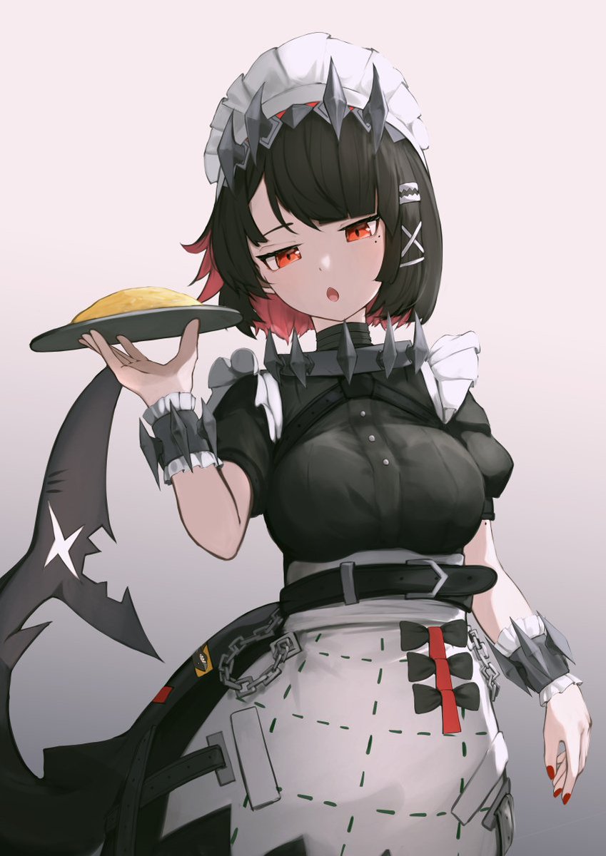 BadNewsMaid's tweet photo. "Morning. I made you eggs with lots of love... Are you happy?"

She sets the plate and utensils down. What a plain looking omelet. https://t.co/KlQQ3uI89o