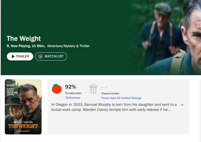 HkeRnle5393's tweet photo. The Weight
It already has a 92% rating on Rotten Tomatoes.
HD full version:https://t.co/Zy6e2aqJ2y https://t.co/Xj14mpwFrt