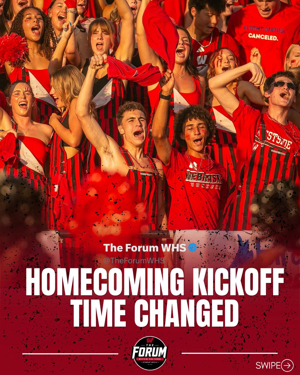 TheForumWHS's tweet photo. 🚨⌚️ KICKOFF CHANGE ⌚️🚨

Kickoff has been adjusted to 6:00 PM to avoid potential severe weather later in the evening. 

Stay locked into The Forum for the latest updates and news with all things Westside activities! https://t.co/gmFAEUPEWC