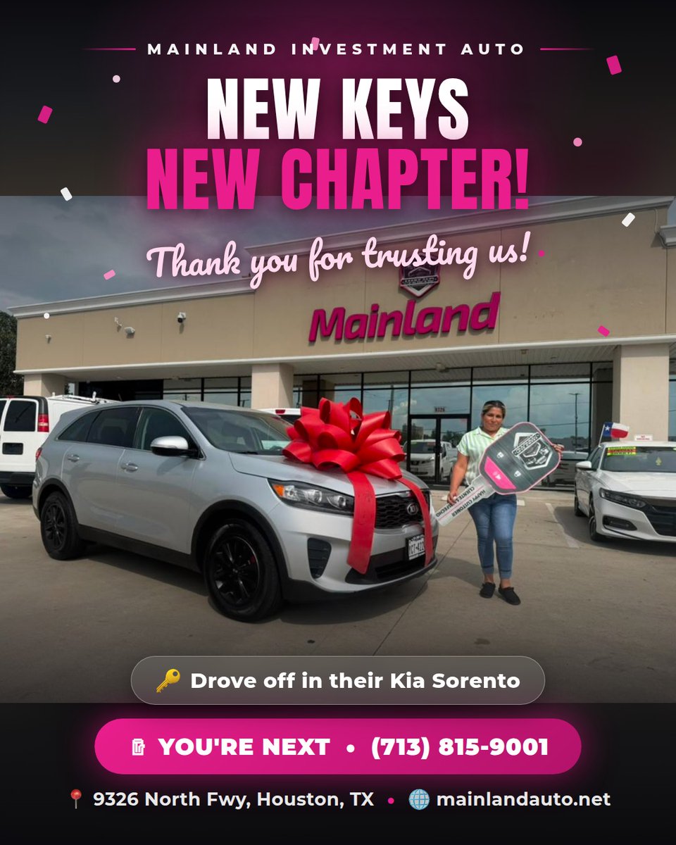 anovd_'s tweet photo. Proud new owner of a Kia Sorento! We’re thrilled to help another customer find the perfect SUV for Houston adventures, daily commutes, and weekend getaways. Who’s next? Visit us for a test drive. https://t.co/OQr14oLVdI
