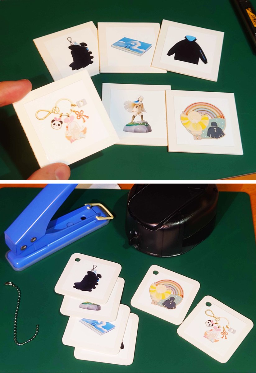 BackPalette's tweet photo. コイン型のNFCタグを準備して、アプリのNFC ToolsでグッズのNFCをコピペ。
↓
コインケースに入れる。
↓
購入履歴から画像を入手し、シールプリントして貼る。
↓
角丸カットして、穴を開けてボールチェーンでまとめ完成！✨ https://t.co/1TY7ctIs3k