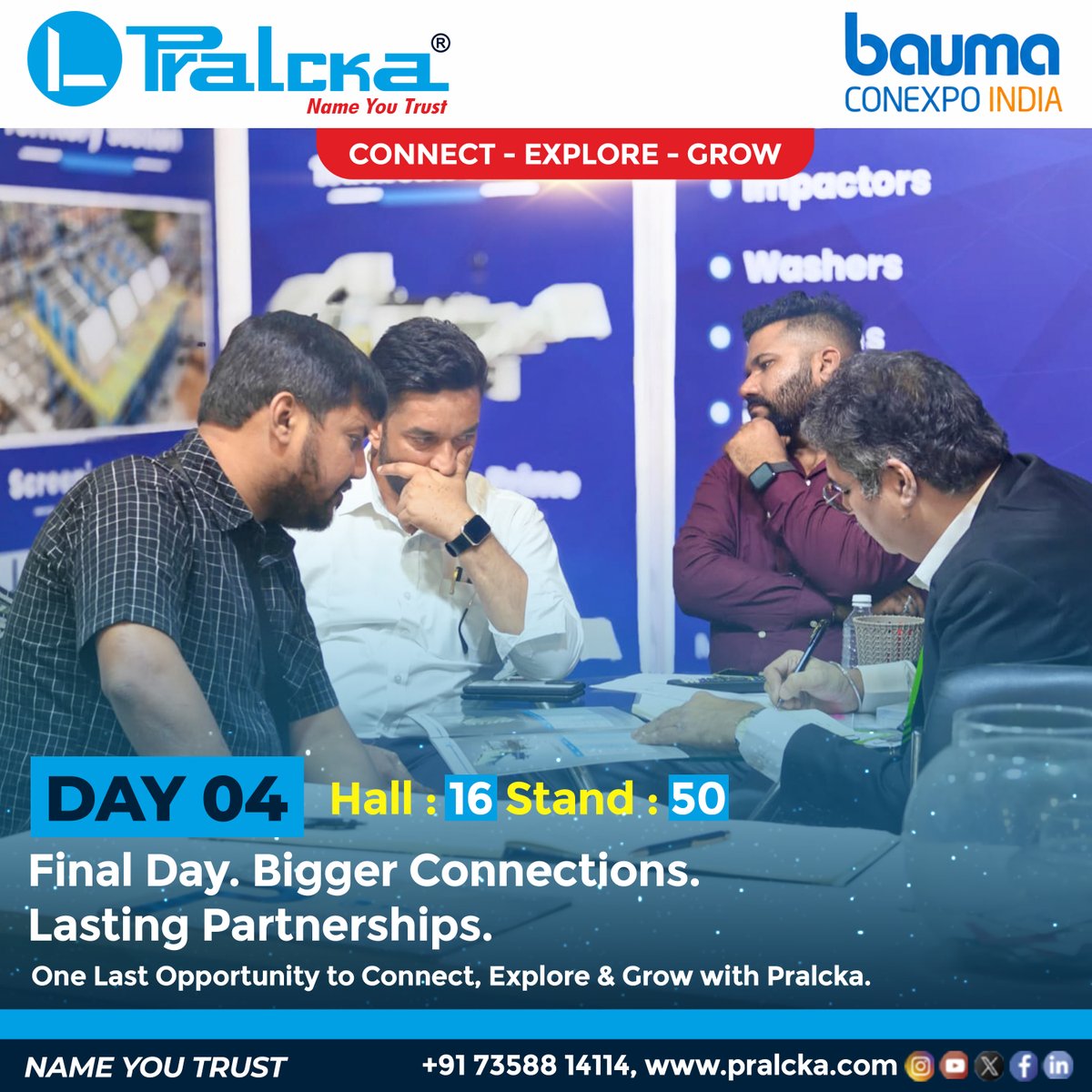 Pralcka's tweet photo. 🔥 Day 04 | Final Day at bauma CONEXPO INDIA 2026!Last chance to Connect • Explore • Grow with Pralcka. Meet our team and discover advanced crushing solutions built for performance &amp; reliability.📍 Hall 16 | Stand D50
🌐 https://t.co/tir4ZwwNJj#Pralcka #BaumaConexpoIndia2026 https://t.co/pHvbyK9wNG