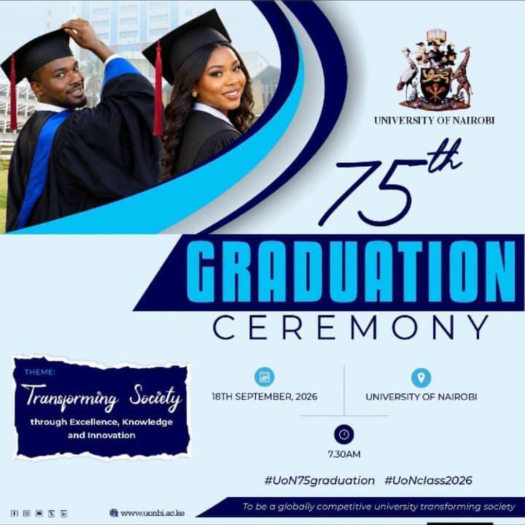 kesa_kenya's tweet photo. The University of Nairobi celebrates its 75th Graduation Ceremony under the theme “Transforming Society through Excellence, Knowledge and Innovation.”
Congratulations to the Class of 2026 on this significant milestone.
#UON75Graduation
#classof2026 https://t.co/7mEWugGn0S
