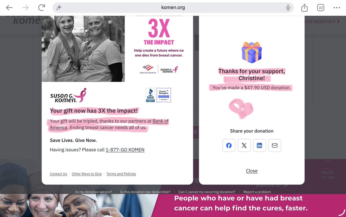 Christine_Sims4's tweet photo. 💜✨I am giving away 1 code for the Sims 4 Seasons EP and 1 code for the Sims 4 Royalty & Legacy EP. PC/EA App Only for both packs.✨💜

How to Enter:
💜Like this Tweet
💜Retweet this Tweet
💜Please comment which pack you would like
💜Tag a Friend

🩷🎀OPTIONAL: Triple Entry given to each pack to anyone who is able to donate $1 to Susan G. Komen breast cancer research. Screenshot of donation required. I reiterate, only optional to donate and not a requirement to enter. If anyone is able to donate and need assistance, please tag me and I can help.
https://t.co/YTXUvGJMWG

🩷🎀This giveaway proceeds have been matched and donated by me personally to Susan B Komen🩷🎀
Screenshot of my donation in pics.
 https://t.co/oUfM9Gxkty

💜Drawing will be held on September 20, 2026 at 9:00AM CDT. Winners will have 24 Hours to respond once the drawing is completed. DM’s are not working for some, so I will be tagging winner. 

🩷💜Good Luck All!🩷💜
#TS4Seasons
#TS4Royalty 
🩷🎀#SusanBKomen🎀🩷