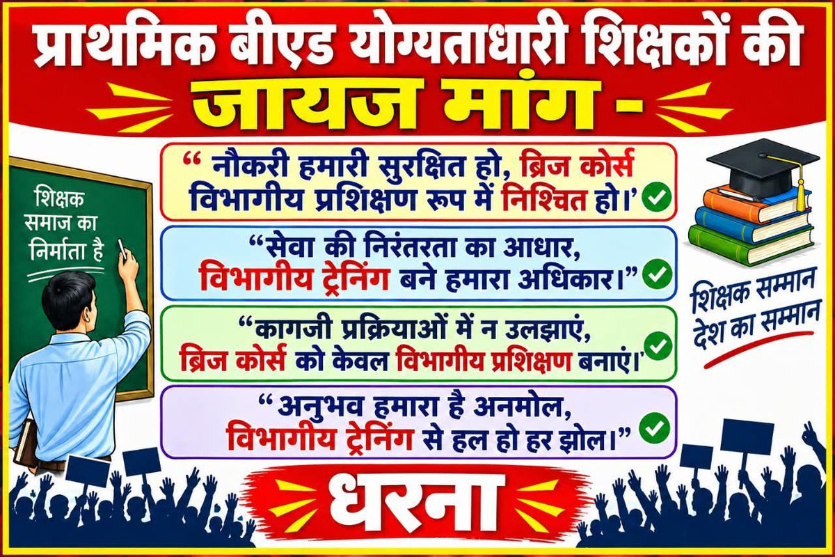 DEEPCHA40884696's tweet photo. प्राथमिक बीएड योग्यताधारी शिक्षकों की एक ही मांग, ब्रिज कोर्स सिर्फ विभागीय प्रशिक्षण हो ।।
#BridgeCourseToDepartmentalTraining

@myogiadityanath 
@thisissanjubjp
@NCTE_Official
@JoshiPralhad 
@NCTE_Official 
@EduMinOfIndia
@jayantrld
@UPGovt
@UPTakOfficial
@News18UP 
@ABPNews https://t.co/9N830zGHD4