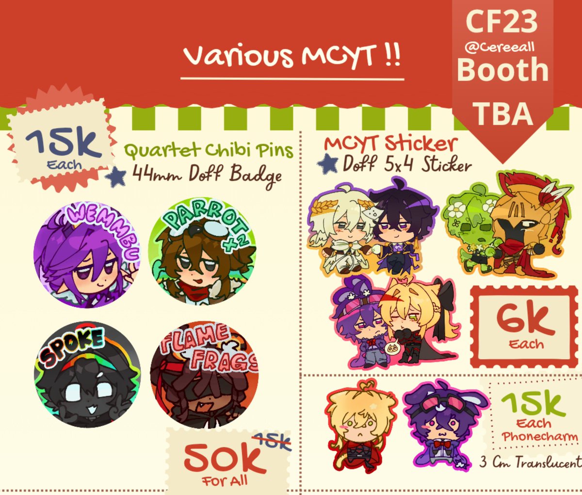 Cereeallz's tweet photo. Cereeall's #CF23  Pre-Order Batch 1 !!
MCYT ( Unstable Universe, Ish State, Strength SMP, SFAWTDE, Verity)
📌18-26 September
📎https://t.co/ep4NIWQBzf
🌻Both Days
❤rts are appreciated :D 
#Comifuro23 #cf23catalogue https://t.co/cZRRaN6mpr