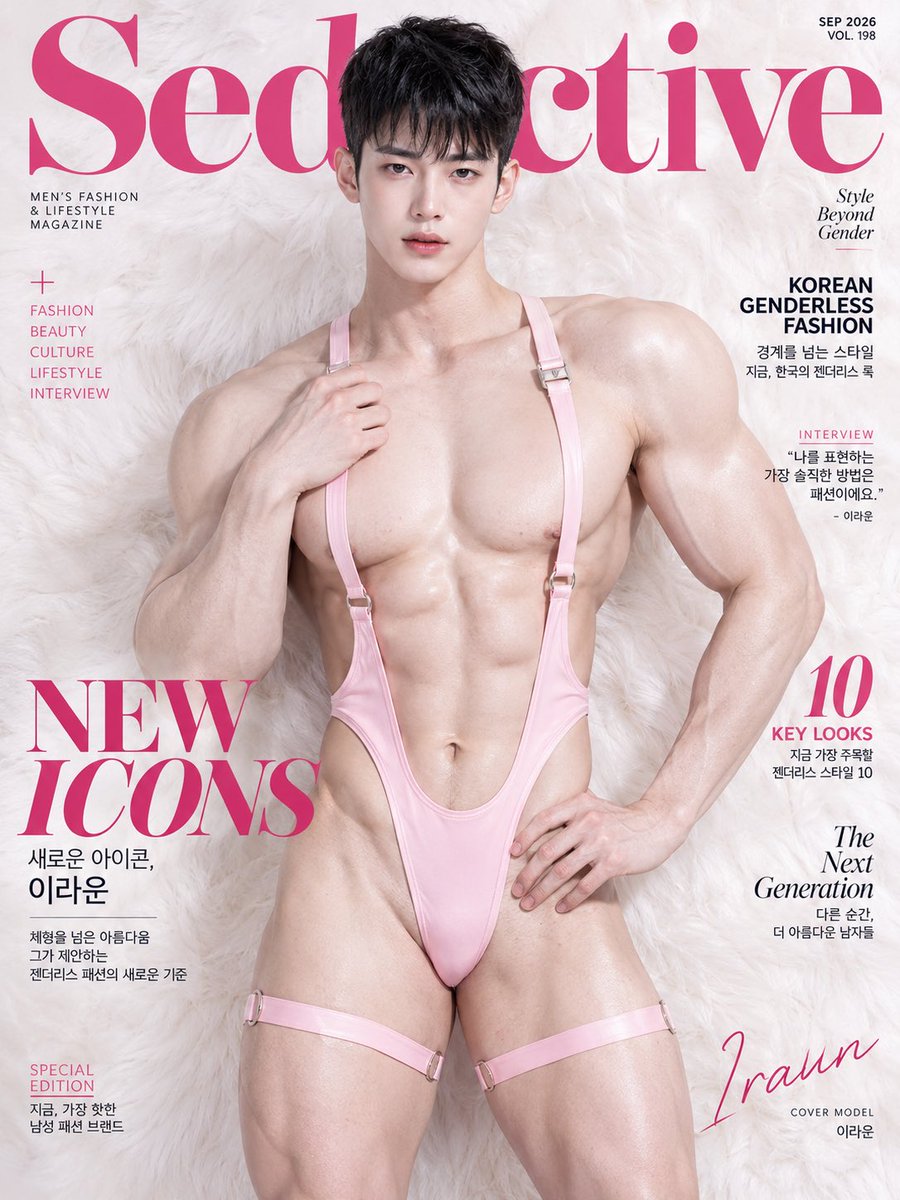 noctt_AI's tweet photo. Seductive 2026년 9월호 (fake)

메인 모델 : 이라운

“NEW ICONS”

#AI #AIart #AImale #AIイケメン
#게이 #gay #ゲイ #male 

* All images are AI-generated and do not depict real people https://t.co/B8i9GsiyDL