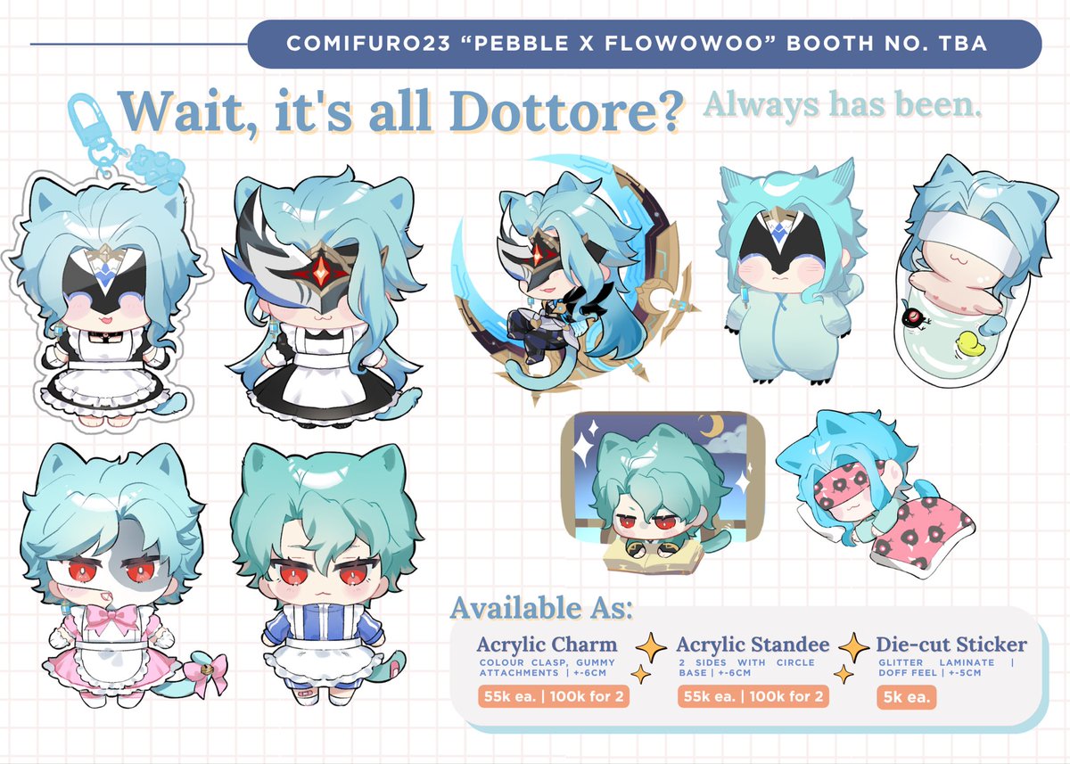 flowowoo's tweet photo. RT+🩵 appreciated 🧪₍^ >⩊< ^₎Ⳋ
flow's #CF23 catalogue + pre-orders are open! ✧

📆PO Pick Up &amp; Mail Order: 18-28 September 2026
🌐Local only
📝Fandoms: Genshin, Nezha (Oubing), Persona 5 (Shuake)

 PO form &amp; info ⬇
#comifuro23 #cf23catalogue [1/2] https://t.co/999Tlxt7rs