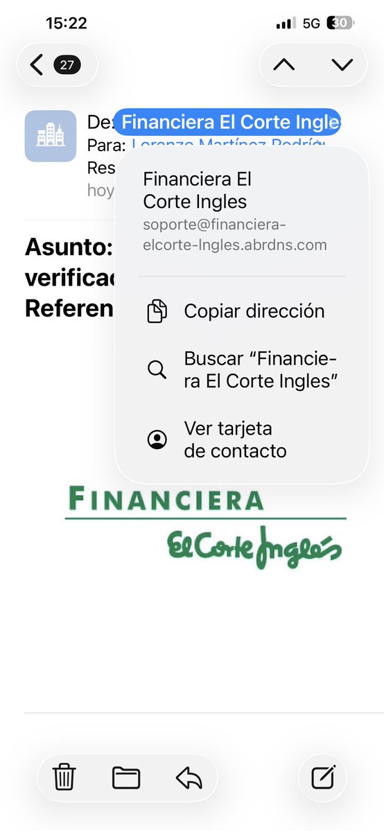 lawwait's tweet photo. Habían tardado en aparecer los primeros phishings relacionados con el robo de datos de tarjetas de @elcorteingles Pues ya están aquí… OJO con hacer click en un enlace de estos correos (bueno, y de cualquier otro) https://t.co/esenWqAD8C