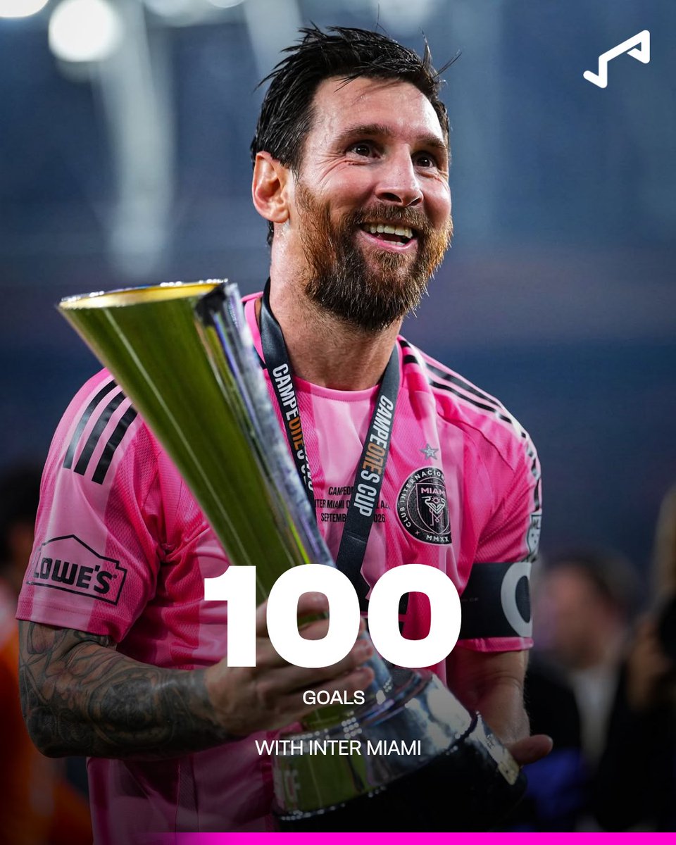 goal's tweet photo. A 100-goal milestone and a trophy 👏

What a way for Lionel Messi to mark the occasion! 🐐 https://t.co/RATec3Apog