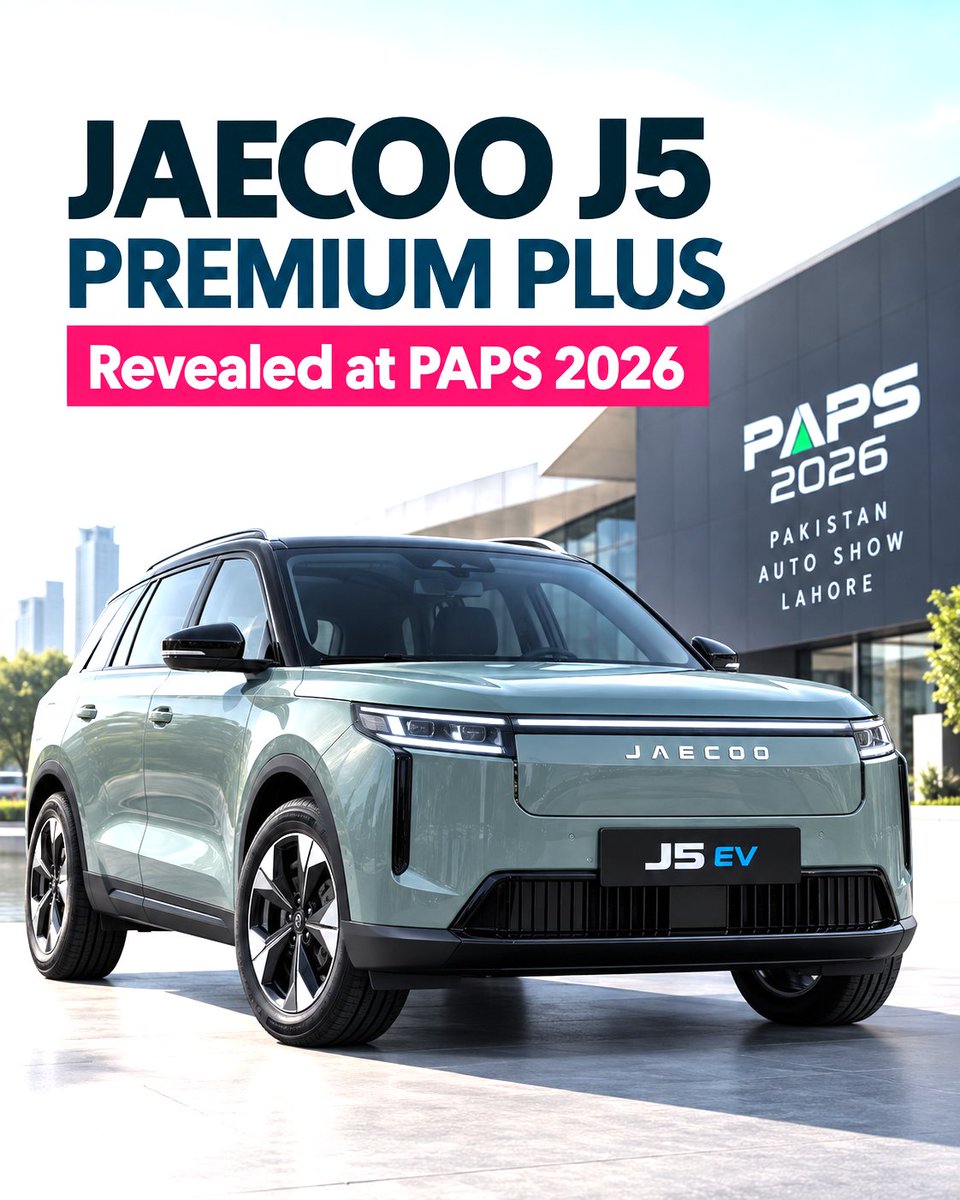 caradviserspak's tweet photo. 𝗝𝗔𝗘𝗖𝗢𝗢 𝗝𝟱 𝗘𝗩 𝗿𝗲𝘃𝗲𝗮𝗹𝗲𝗱 𝗮𝘁 𝗣𝗔𝗣𝗦 𝟮𝟬𝟮𝟲. ⚡🚙
Would the 𝗝𝟱 𝗘𝗩 make your shortlist if the price is competitive? 👇
#JAECOO #JAECOOJ5 #J5EV #PAPS2026 #PAPS2026Lahore #PakistanAutoShow #EVPakistan #ElectricSUV #NewCarsPakistan #CarAdvisers https://t.co/atqKBn4s0R