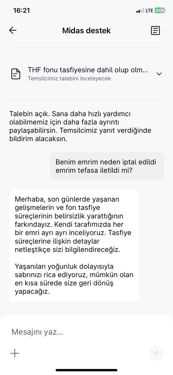 Erosborsa's tweet photo. #THF 13:30 öncesi yapılan satış emrinin neden iptal edildiğini #midas ‘sordum verilen cevap https://t.co/21f0cszZQL