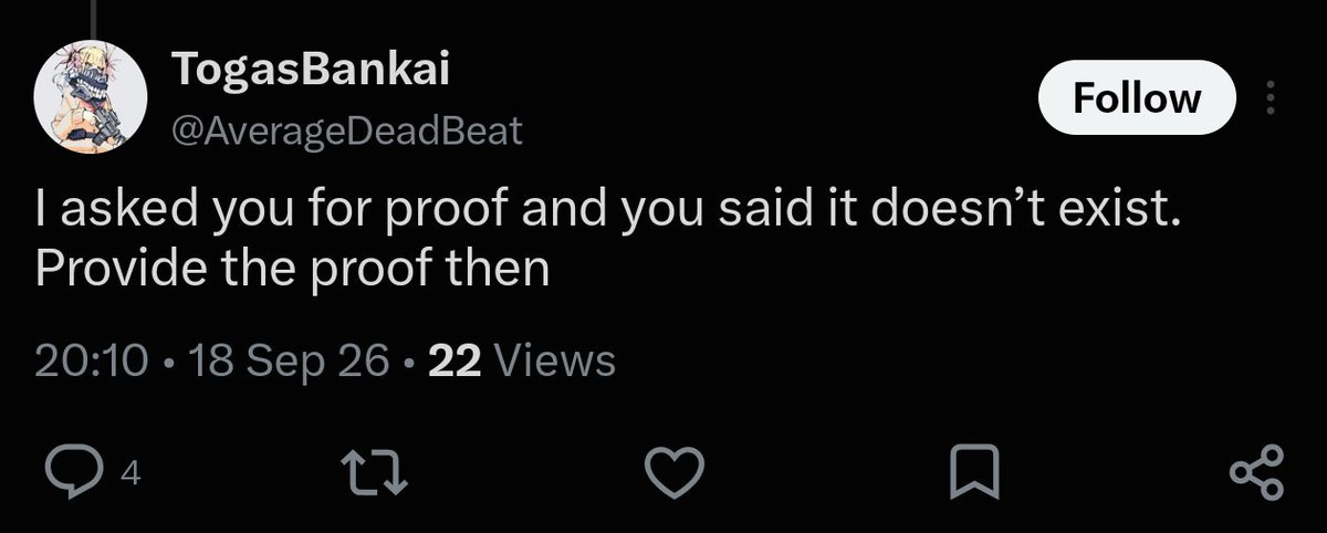 Blaue1998's tweet photo. @AverageDeadBeat @FiadhBaikal @Comrade_Del @LuxrayGaming "I asked you for proof and you said it doesn't exist" https://t.co/z6TetruGsH