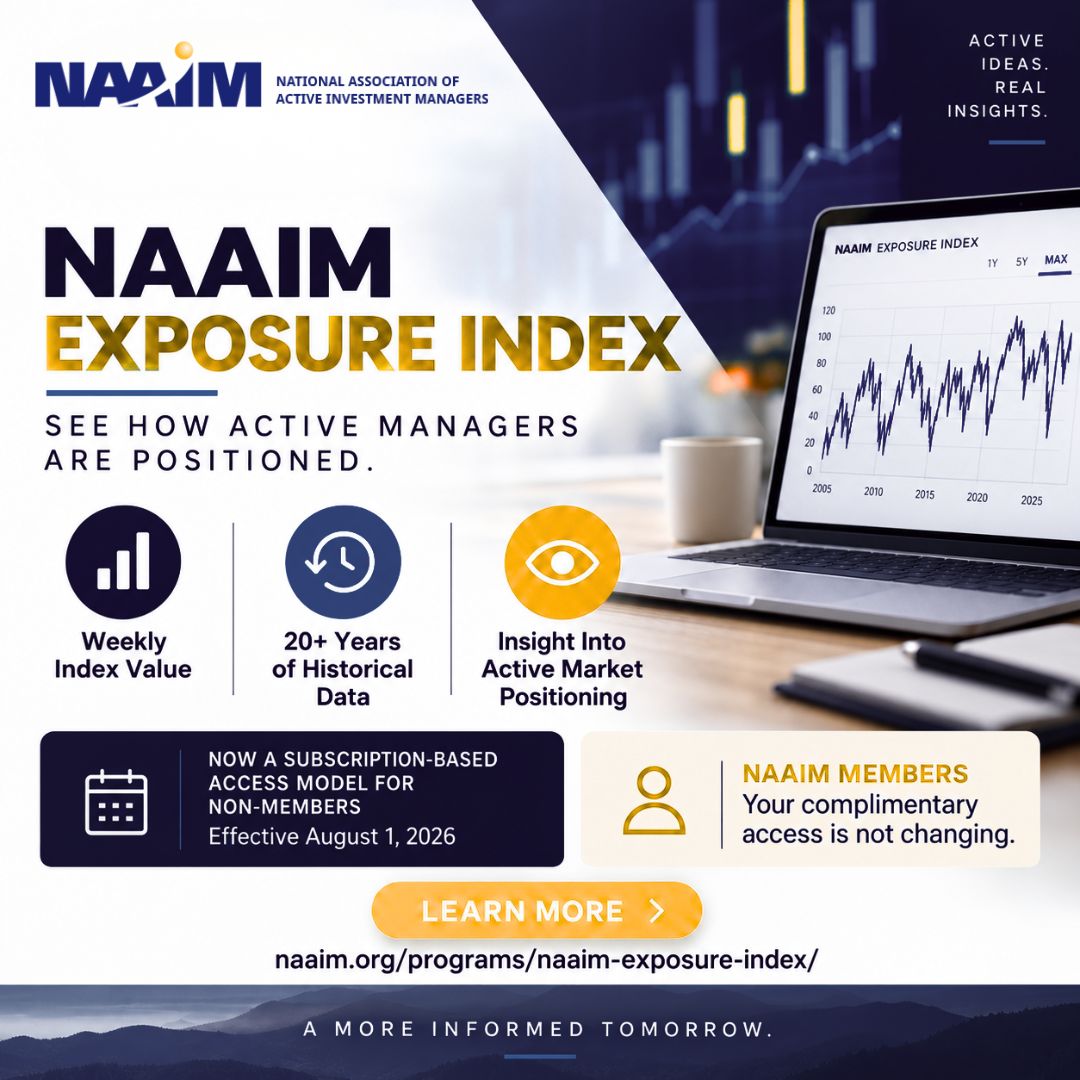 NAAIM_Official's tweet photo. Track how active managers are really positioned with the NAAIM Exposure Index.
It's not a market forecast; it's a real, weekly view of how active risk managers position client portfolios and adjust over time. Subscribe today: https://t.co/OX0hd4KCSc
#NAAIM #NAAIMExposureIndex #MarketSentiment #ActiveManagement
