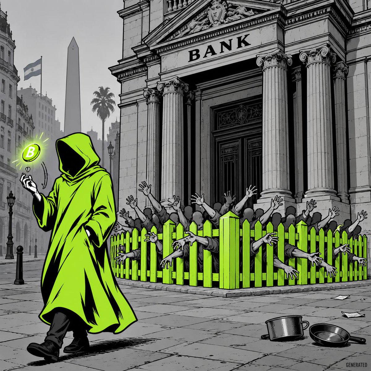 Bankless_RH's tweet photo. On 1 December 2001 Argentina capped cash withdrawals at 250 pesos a week and called it the corralito, the little fence. Savings were trapped inside the banks while the peso came apart. The government fell within three weeks.

The fence only holds what is already inside it. Bankless means standing on the other side of the pickets.