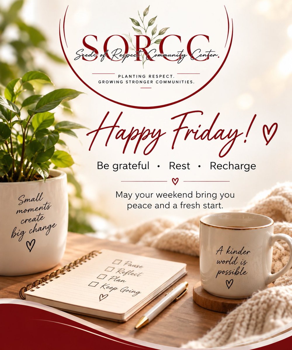 SorccHouston's tweet photo. Happy Friday! 🤍
Be grateful for your experiences, rest your mind, and recharge your heart.
May this #weekend bring you the calm to reorganize your thoughts and start anew with hope.
@SorccHouston Sowing respect. Cultivating stronger communities. https://t.co/E2lsXlX5uP